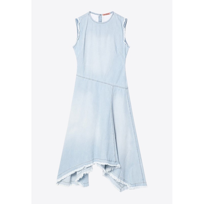 Asymmetric Faded Denim Dress