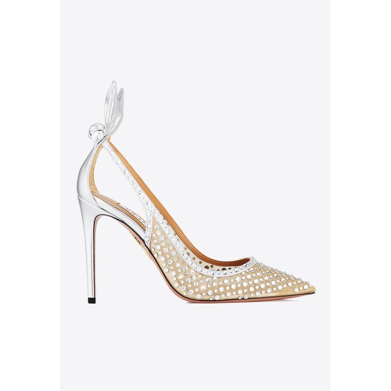 Bow Tie 105 Crystal-Embellished Tulle Pumps