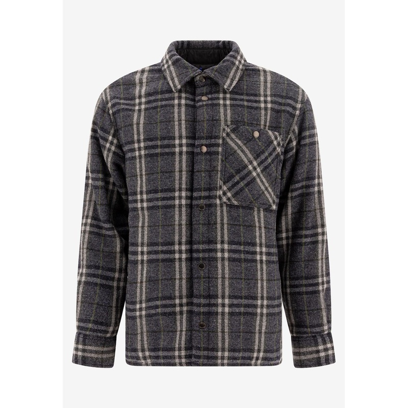 Check-Pattern Wool Overshirt