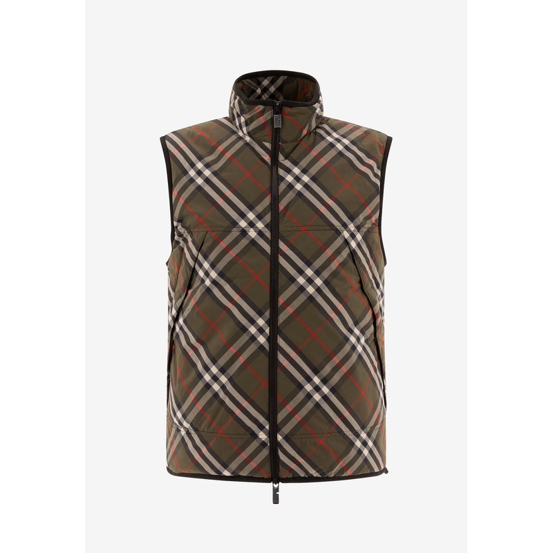 Checked Padded Zip-Up Vest