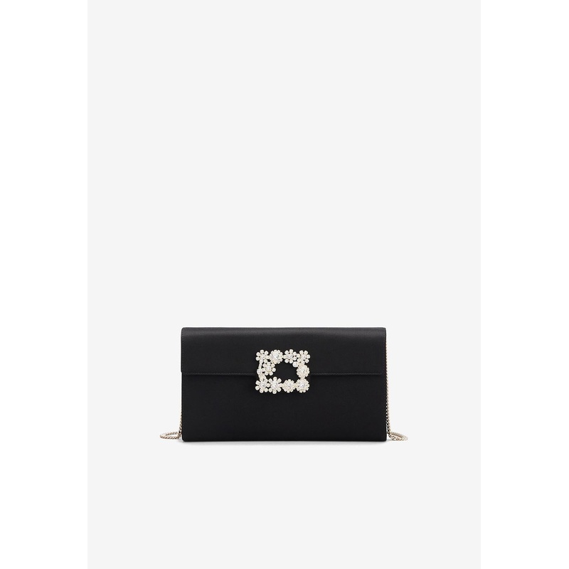 Crystal Buckle Envelope Bag in Satin