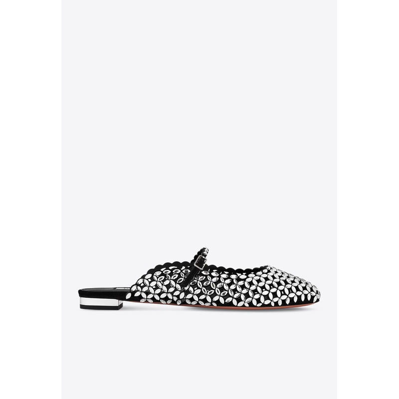 Crystal-Embellished Flat Mules