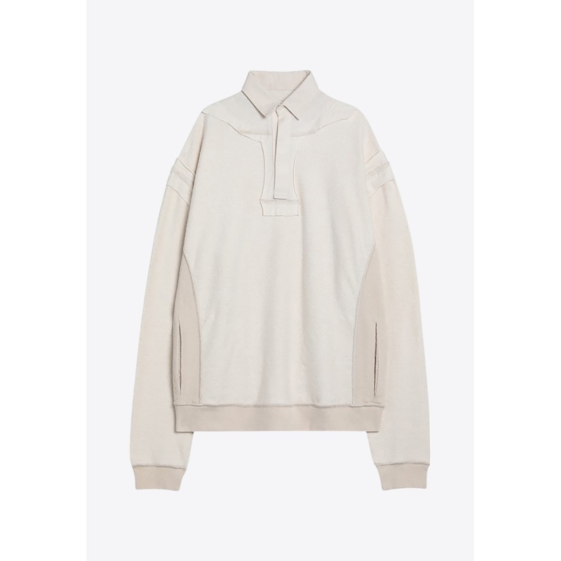 Distressed-Effect Polo Sweatshirt