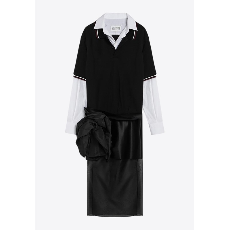 Floral Applique Midi Shirt Dress