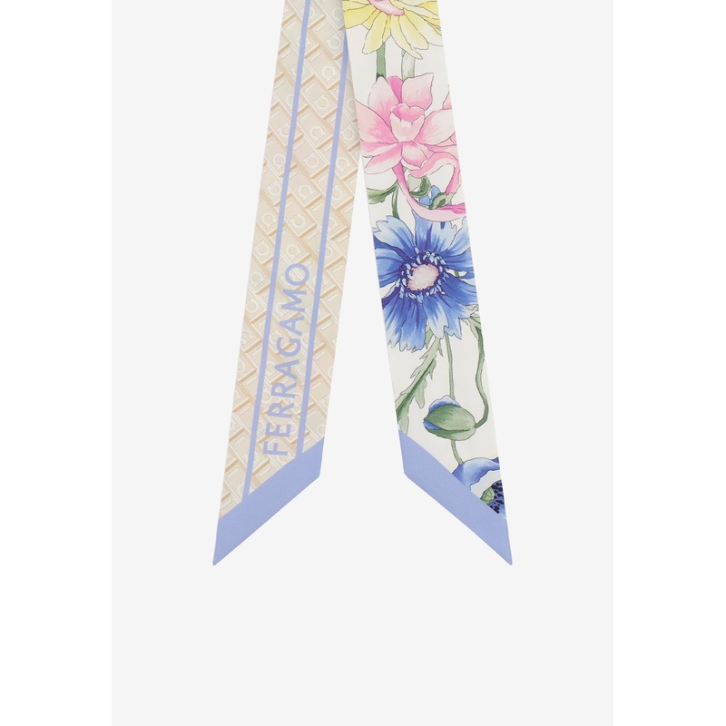 Floral Bouquet Print Silk Mini Bandeau