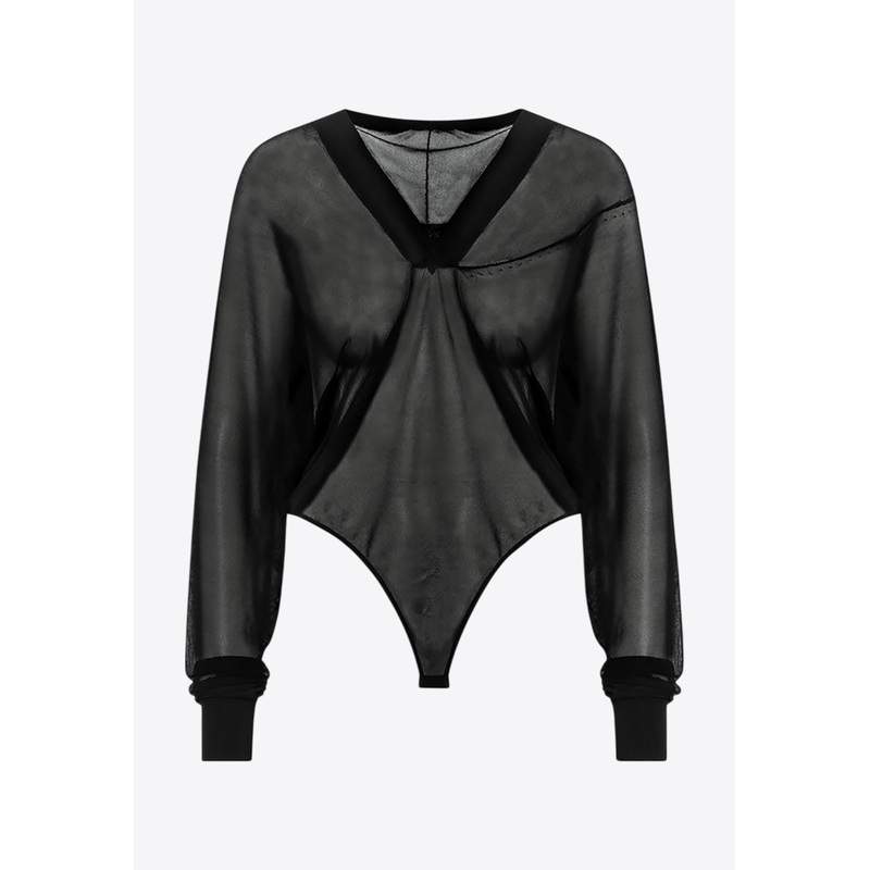 Hooded Sheer Knit Bodysuit