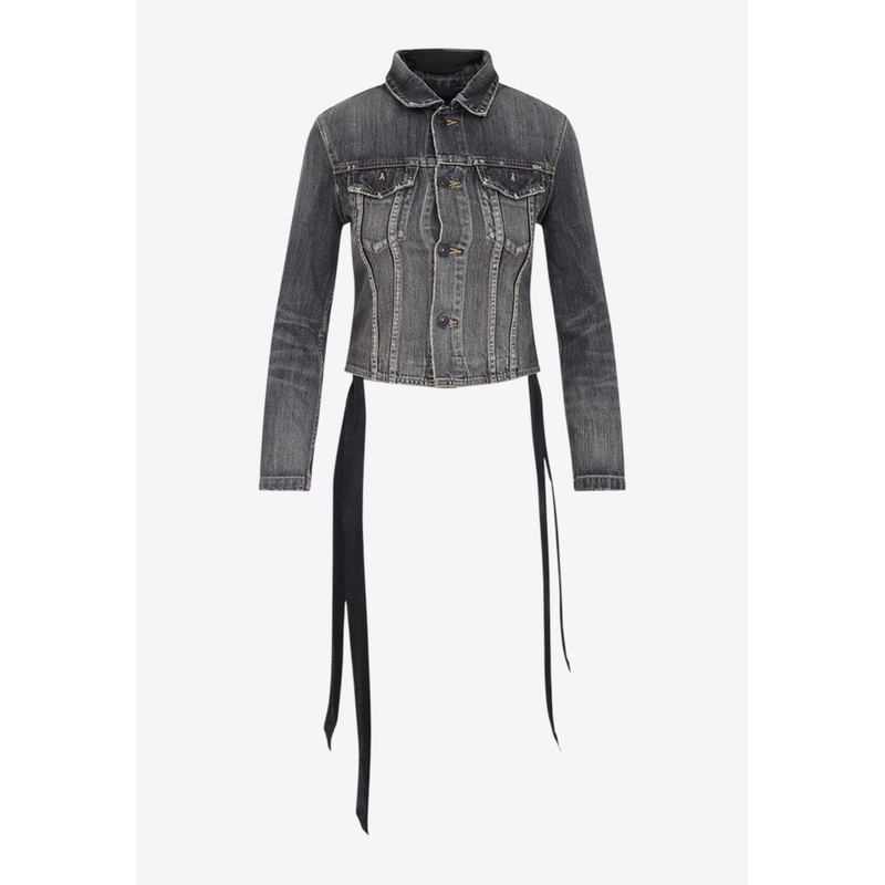 Lace-Up Denim Jacket