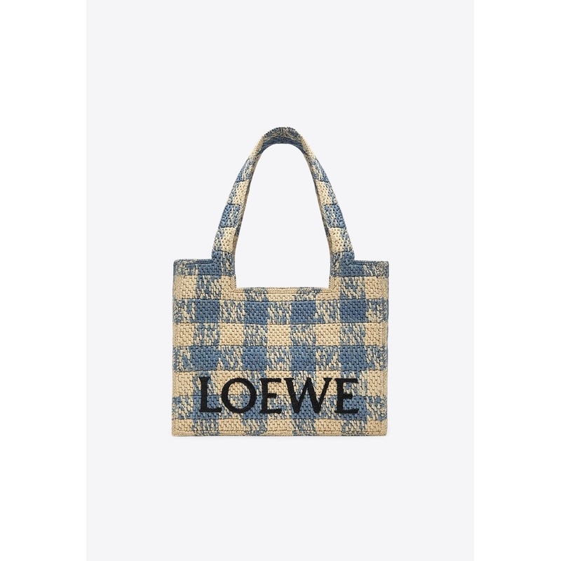 Medium Font Woven-Raffia Tote Bag
