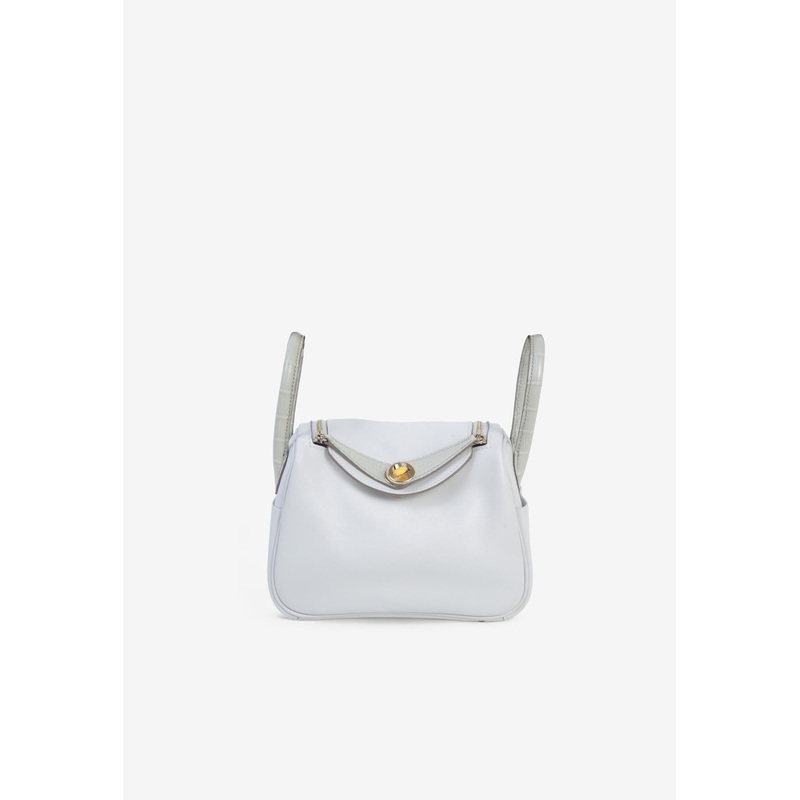 Mini Lindy 20 II Touch in Gris Pale Swift and Beton Matte Alligator with Gold Hardware