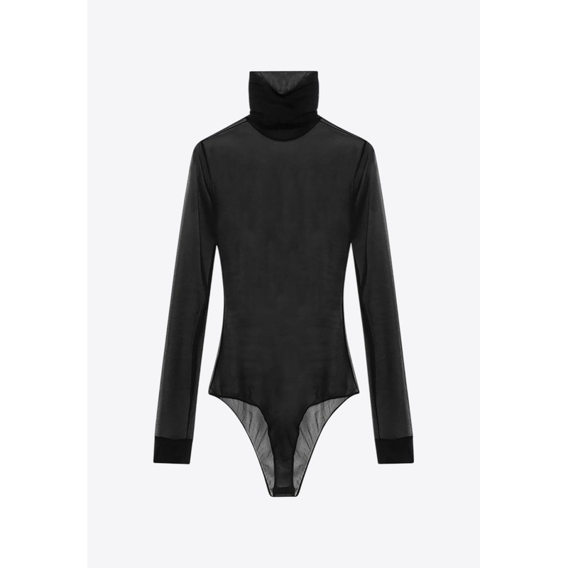 Semi-Transparent Turtleneck Bodysuit