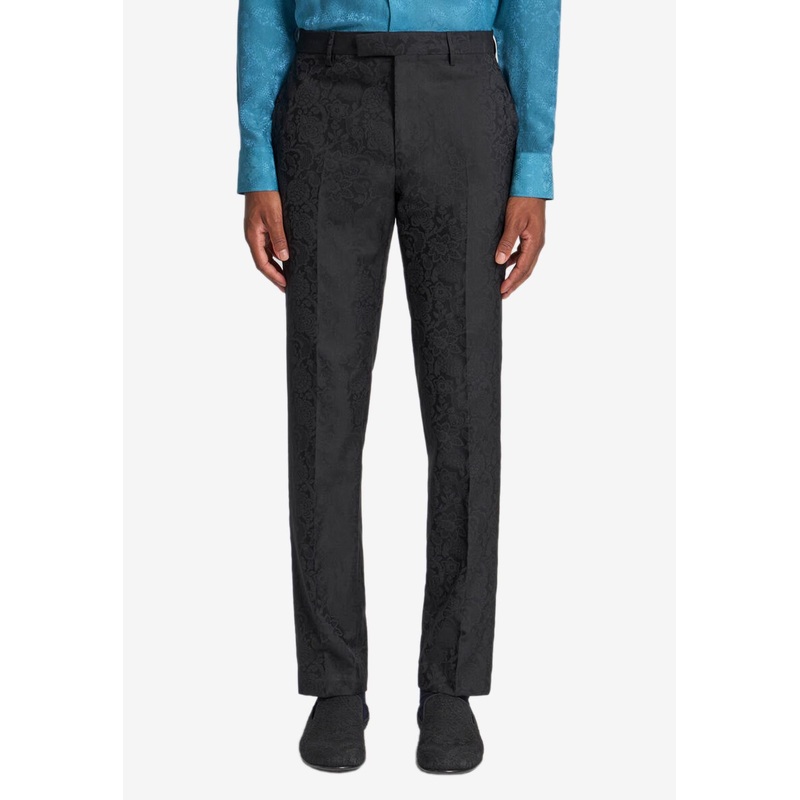 Floral Leafy Jacquard Pants