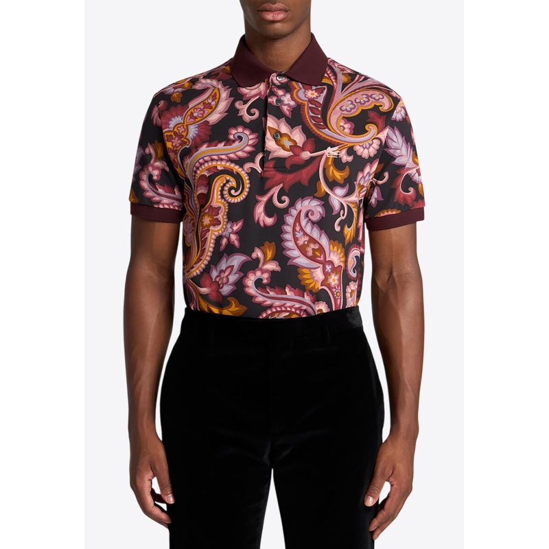 Floral Paisley Print Polo T-shirt