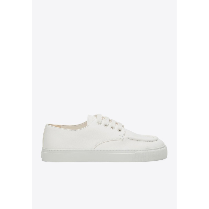 Hammered Lace-Up Leather Sneakers