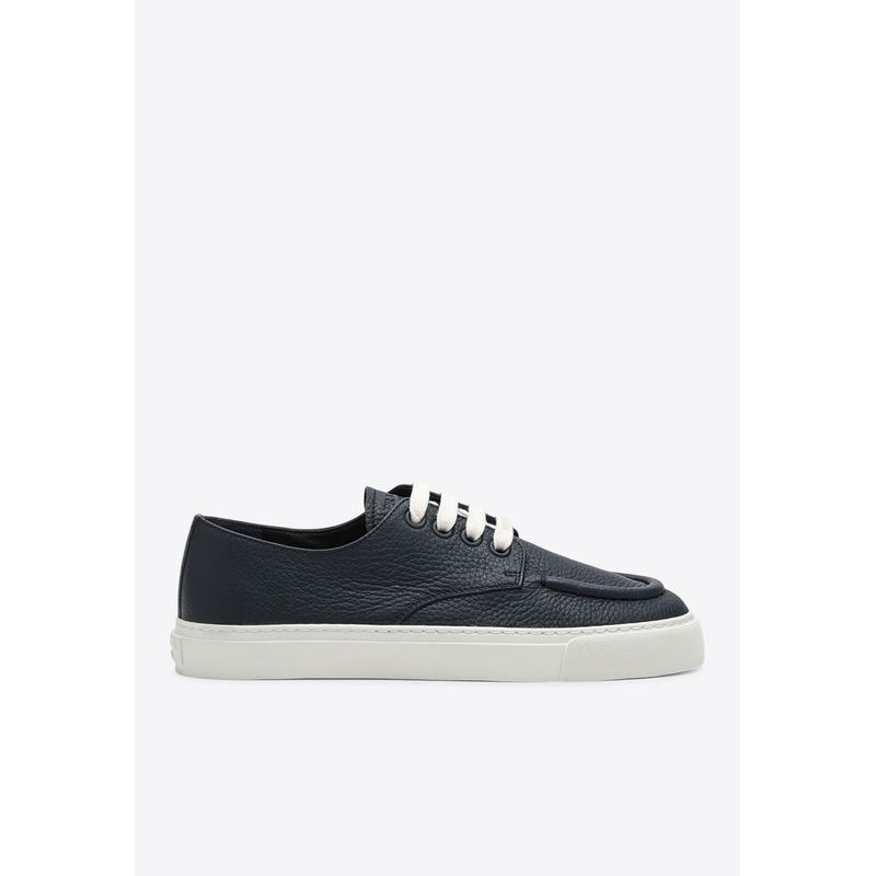 Hammered Leather Lace-Up Sneakers