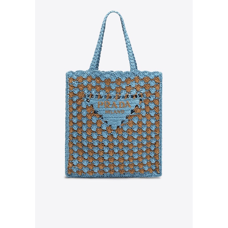 Logo Crochet Knit Tote Bag