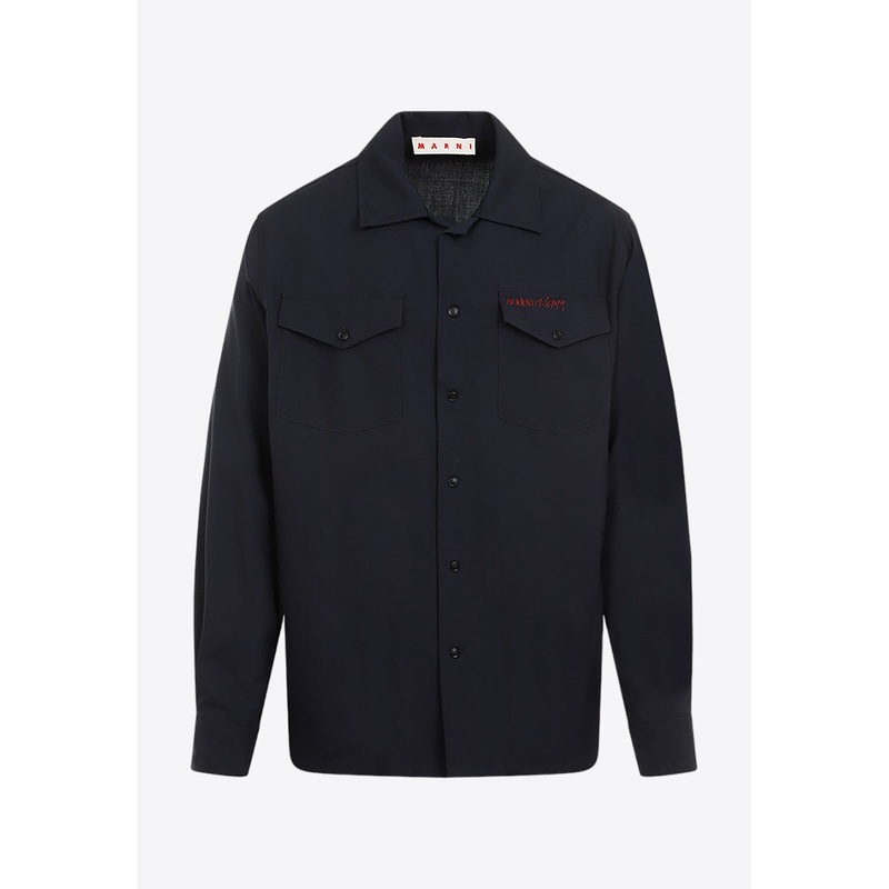 Logo-Embroidered Virgin Wool Overshirt