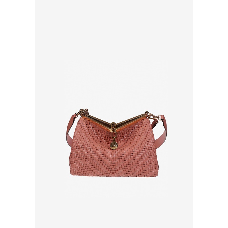Medium Vela Woven Leather Shoulder Bag