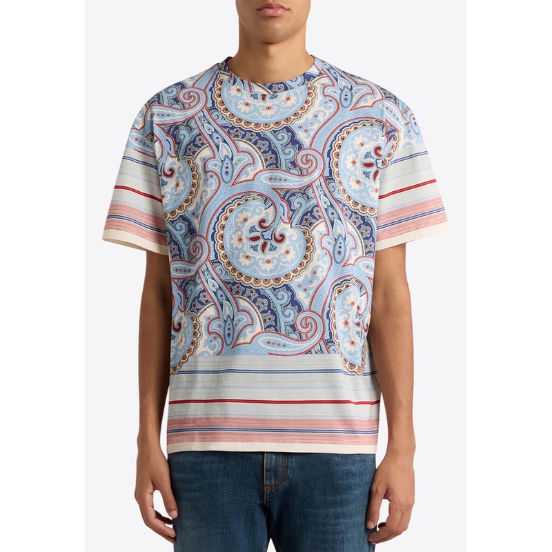 Paisley Print Stripe T-shirt