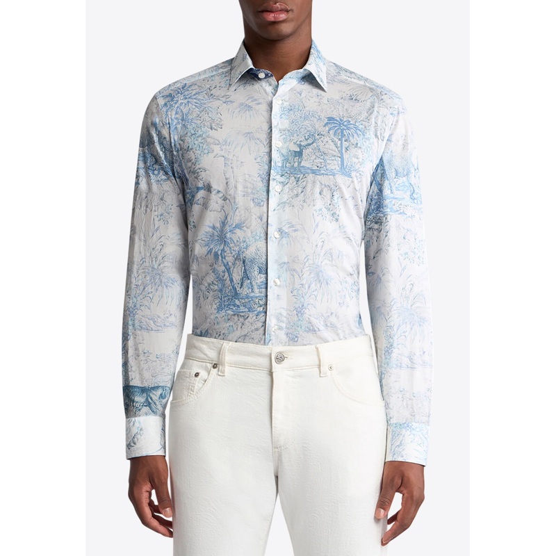 Safari-Print Long-Sleeved Shirt