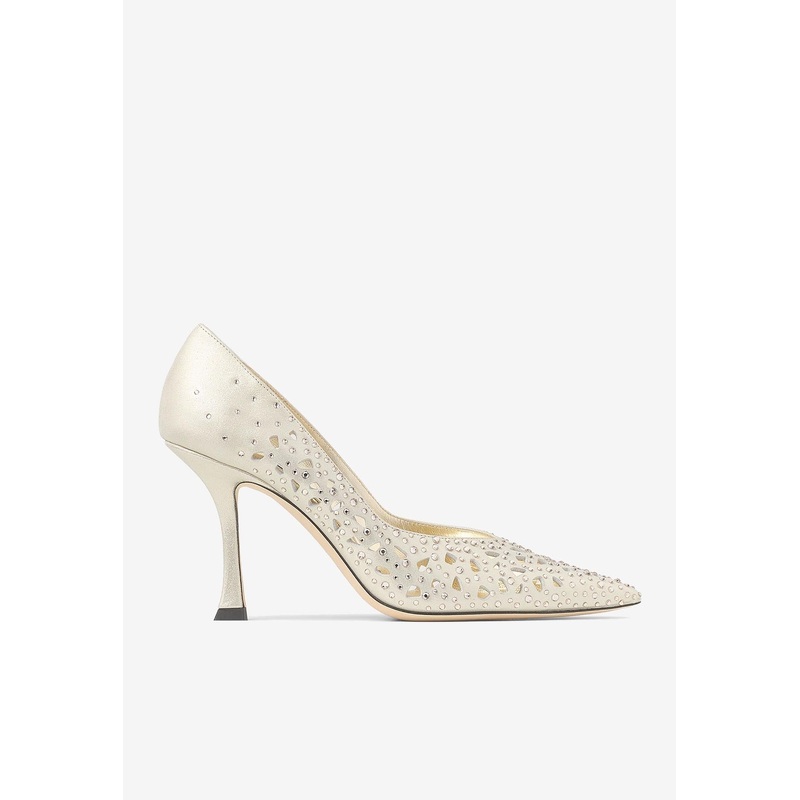 Ziri 90 Openwork Shimmer Suede Pumps