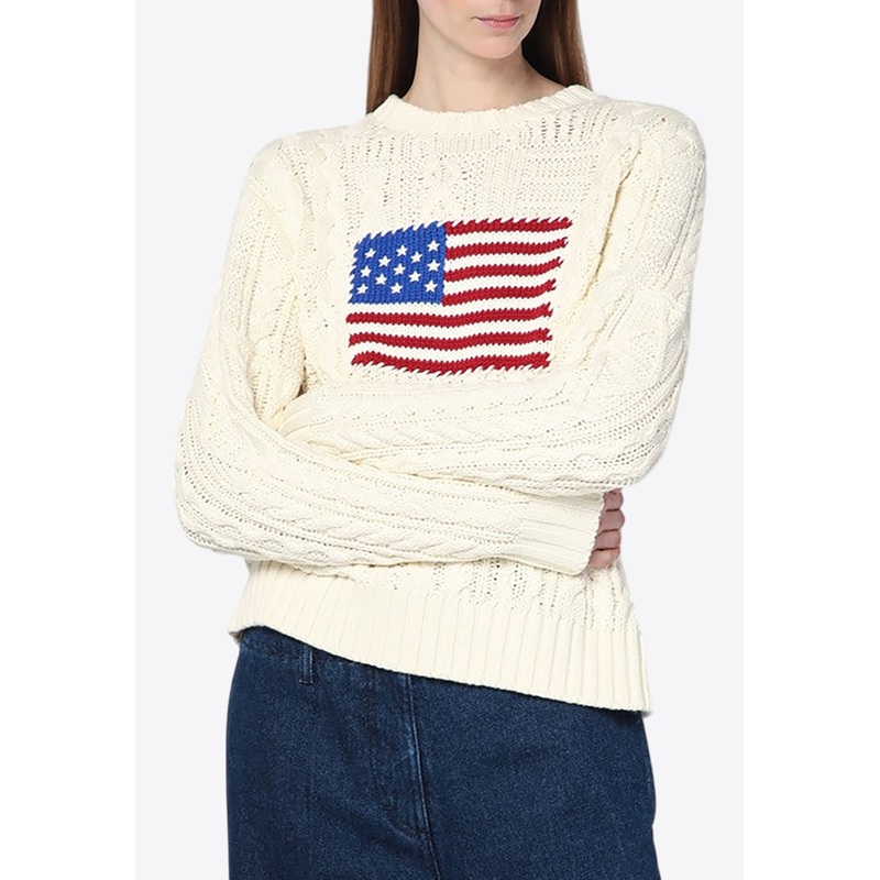 American Flag Cable Knit Sweater