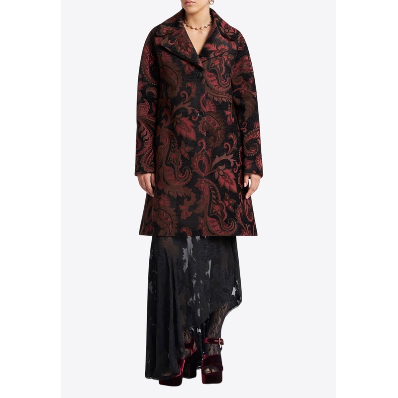 Chenille Jacquard Single-Breasted Coat