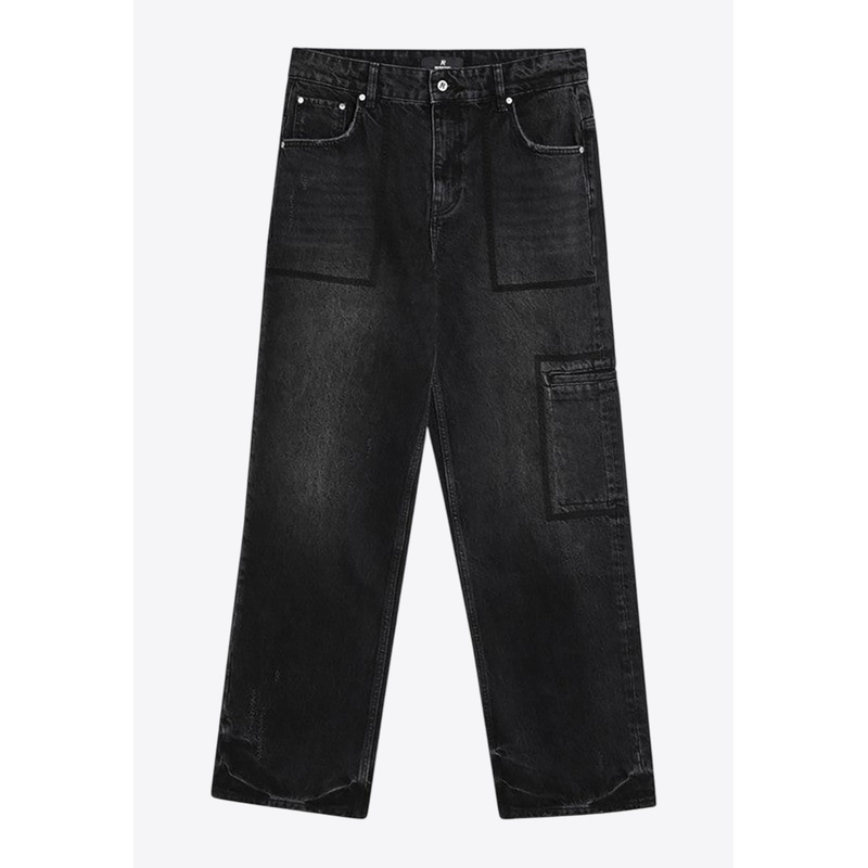 Faded Straight-Leg Jeans