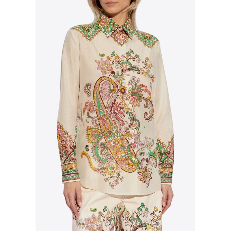 Floral Paisley Print Button-Up Shirt