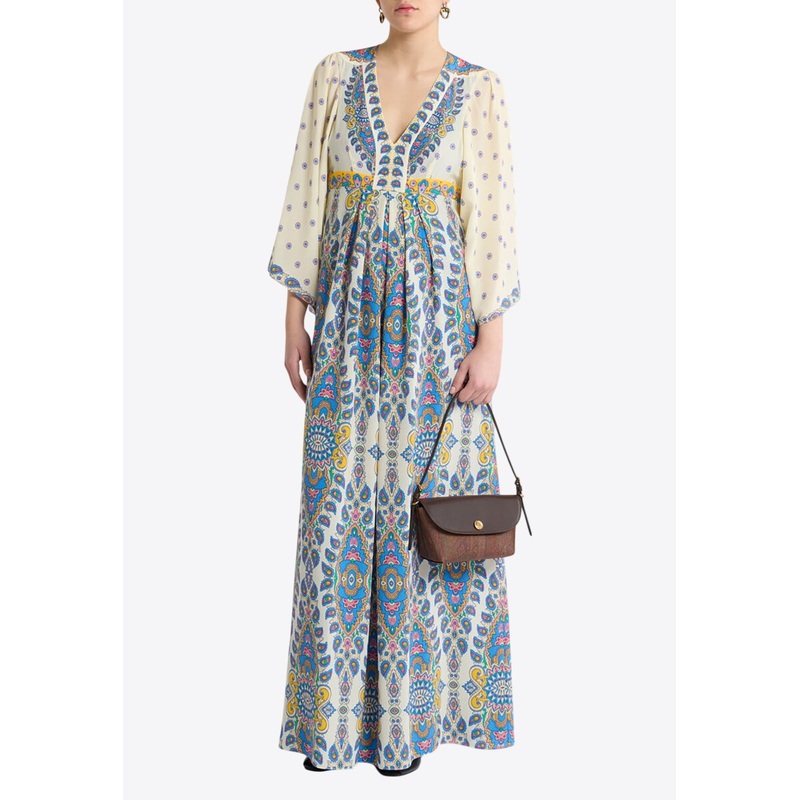 Floral Print V-neck Maxi Dress