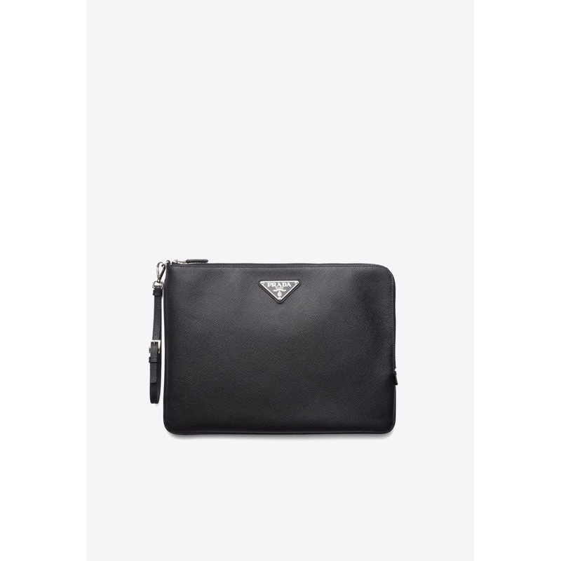 Large Saffiano Leather Pouch