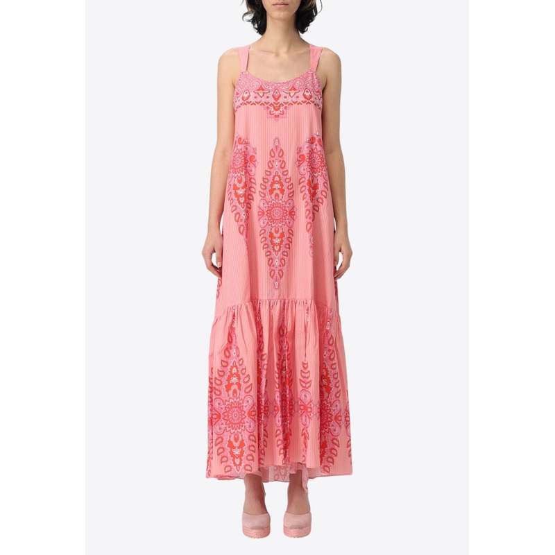 Paisley Print Sleeveless Maxi Dress