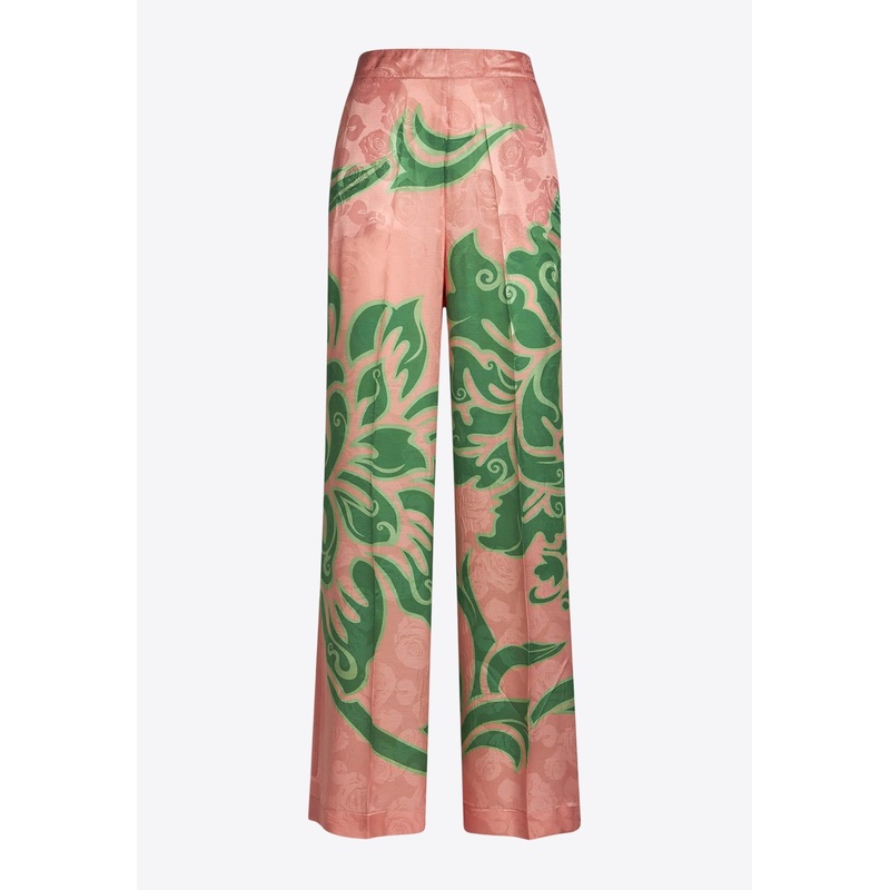 Rose Print Straight-Leg Pants