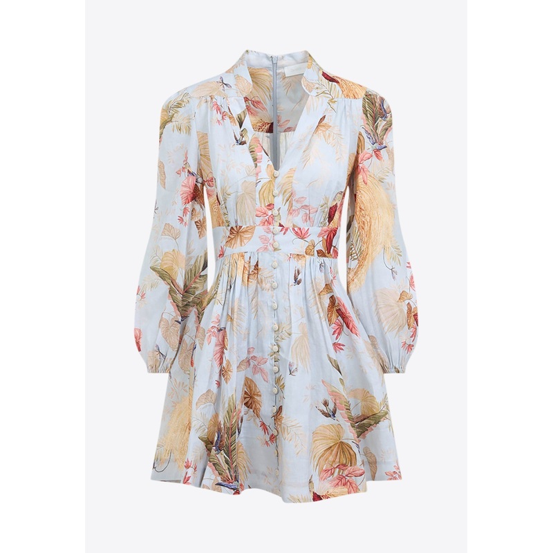 Ascension Plunge Printed Mini Dress