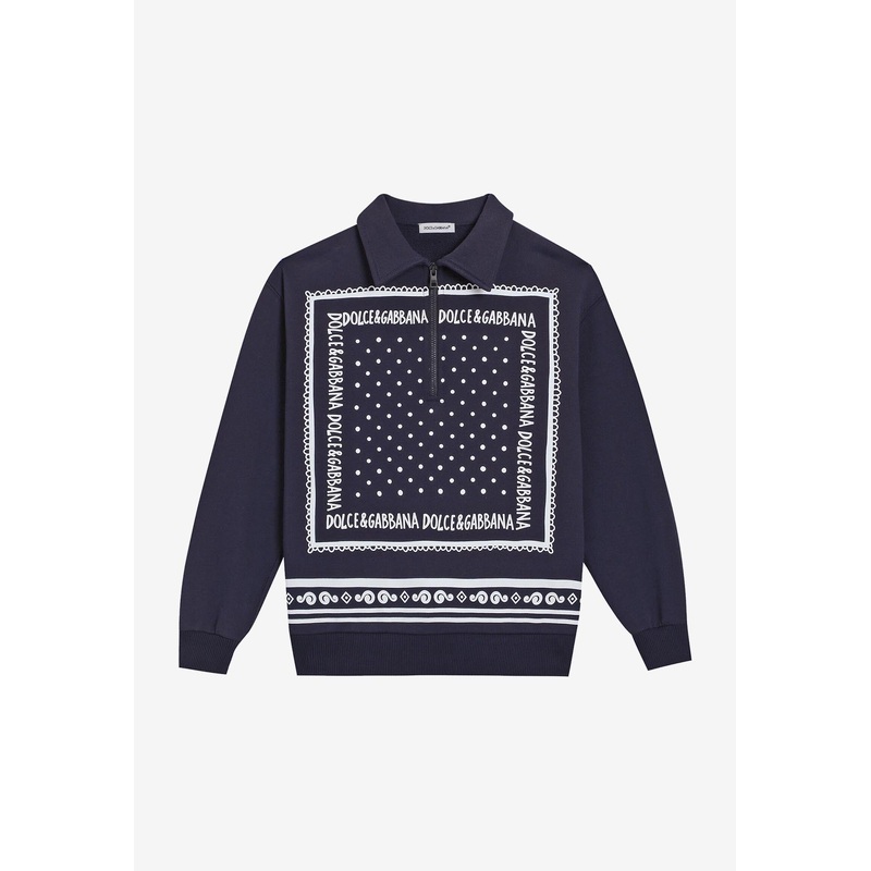 Boys Bandana Print Half-Zip Sweatshirt