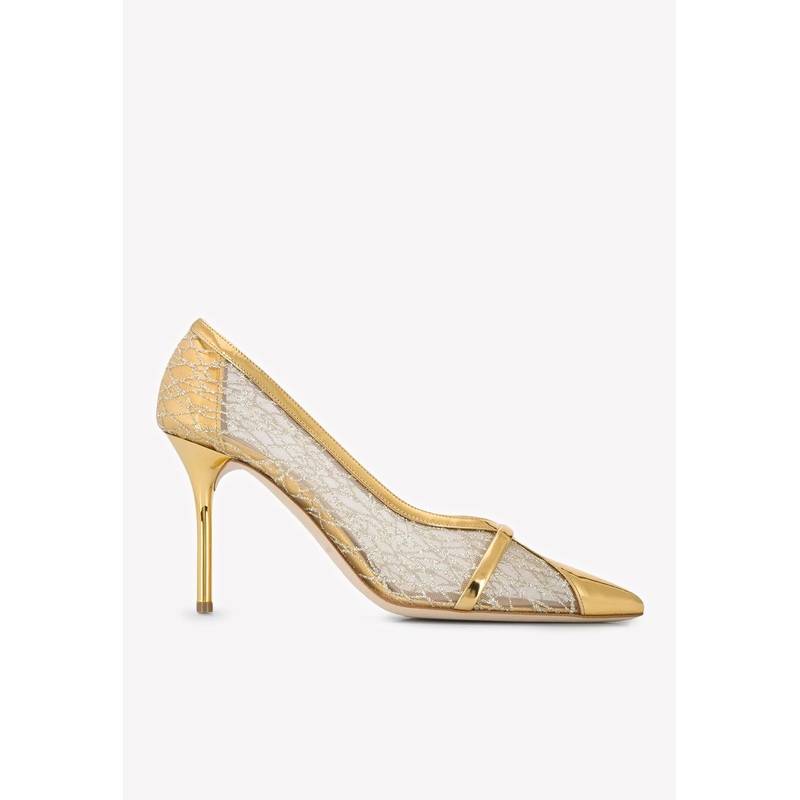 Brook 85 Glitter Mesh and Leather Pumps