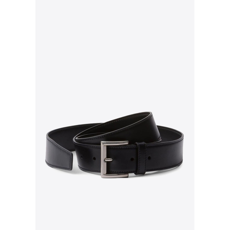 Logo-Engraved Buckle Leather Belt