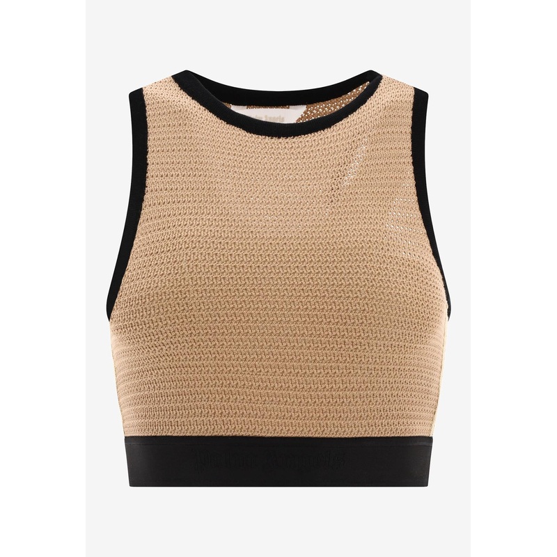 Logo Tape Cropped Knit Top