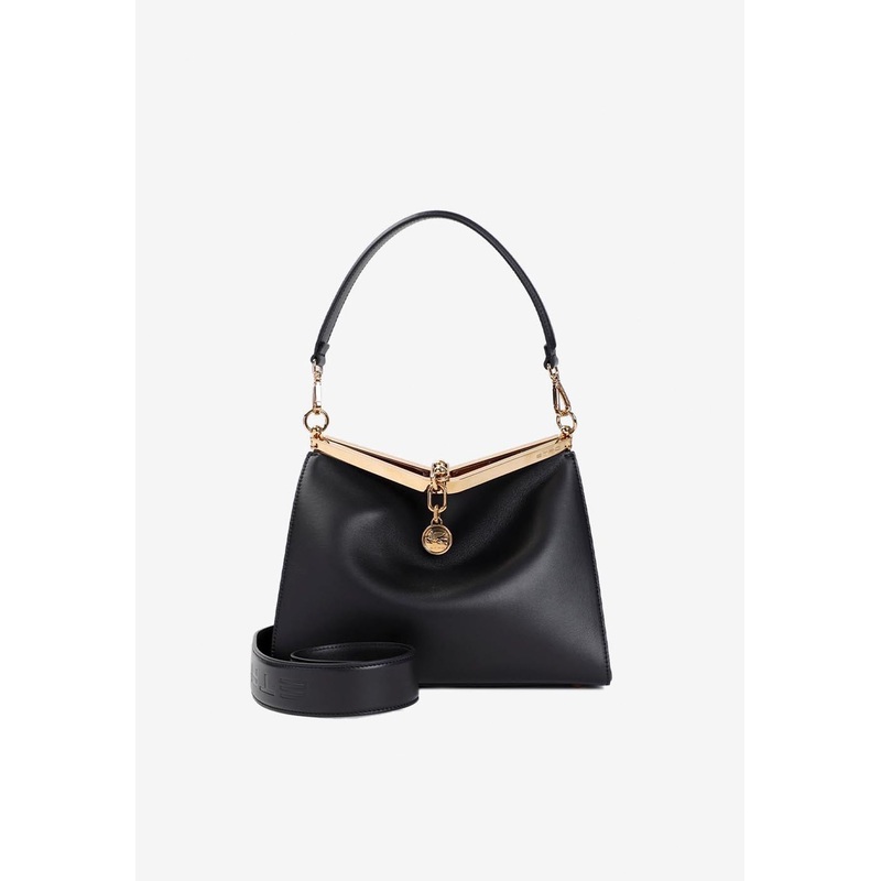 Medium Vela Leather Shoulder Bag