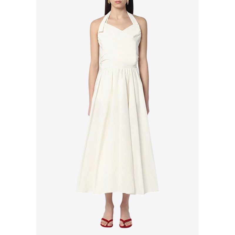 Back Bow Halterneck Midi Dress