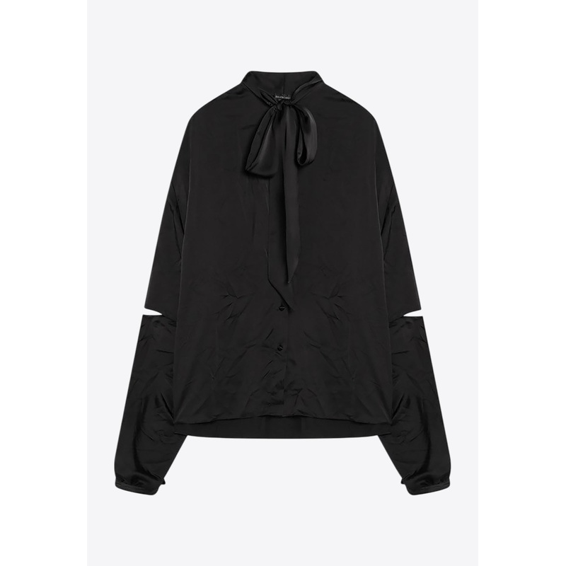 Bow-Neck Cut-Out Blouse