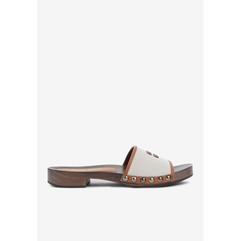 Canvas and Leather Clogs