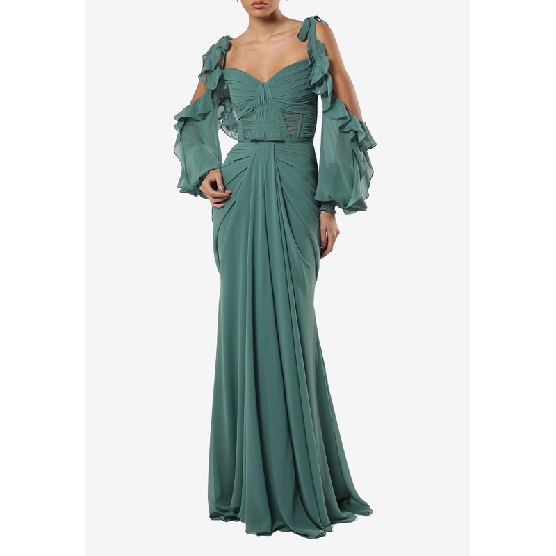 Draped Chiffon Maxi Dress