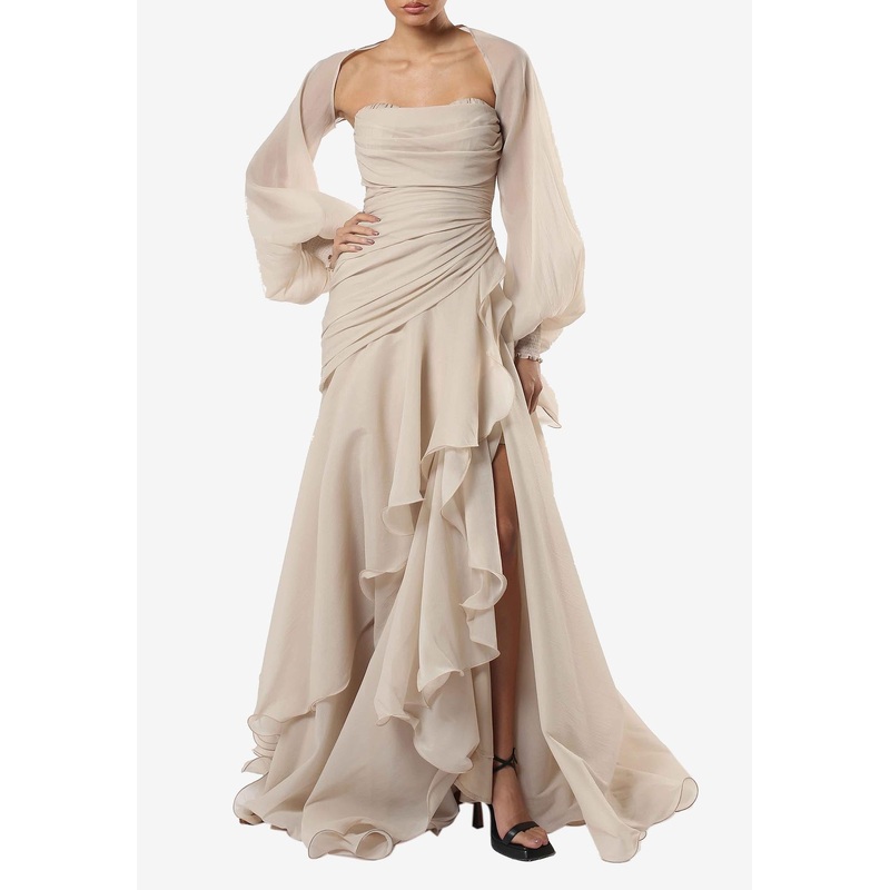 Draped Organza Maxi Dress
