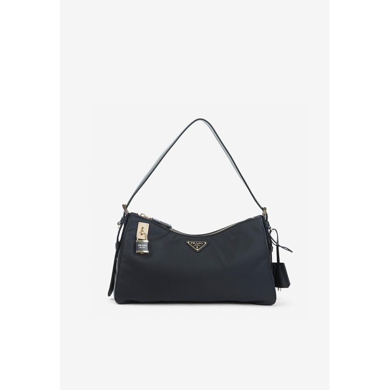 Large Aime Re-Nylon and Leather Shoulder Bag
