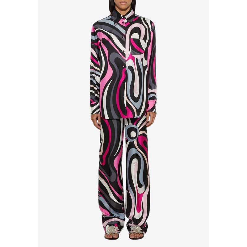 Marmo Print Silk Shirt