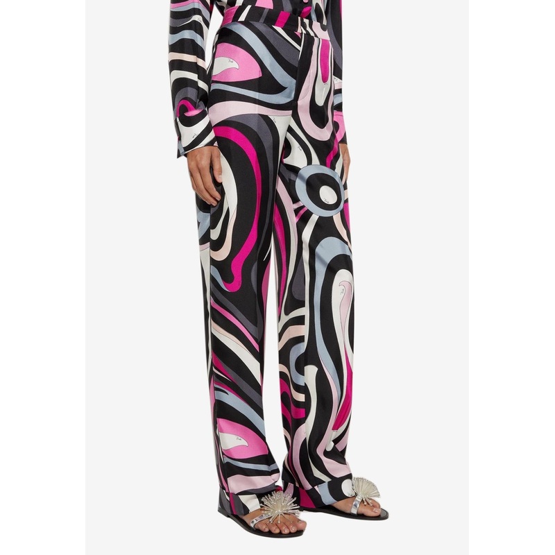 Marmo Print Wide-Leg Pants