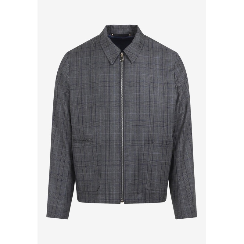 Prince-of-Wales Zip-Up Jacket in Wool