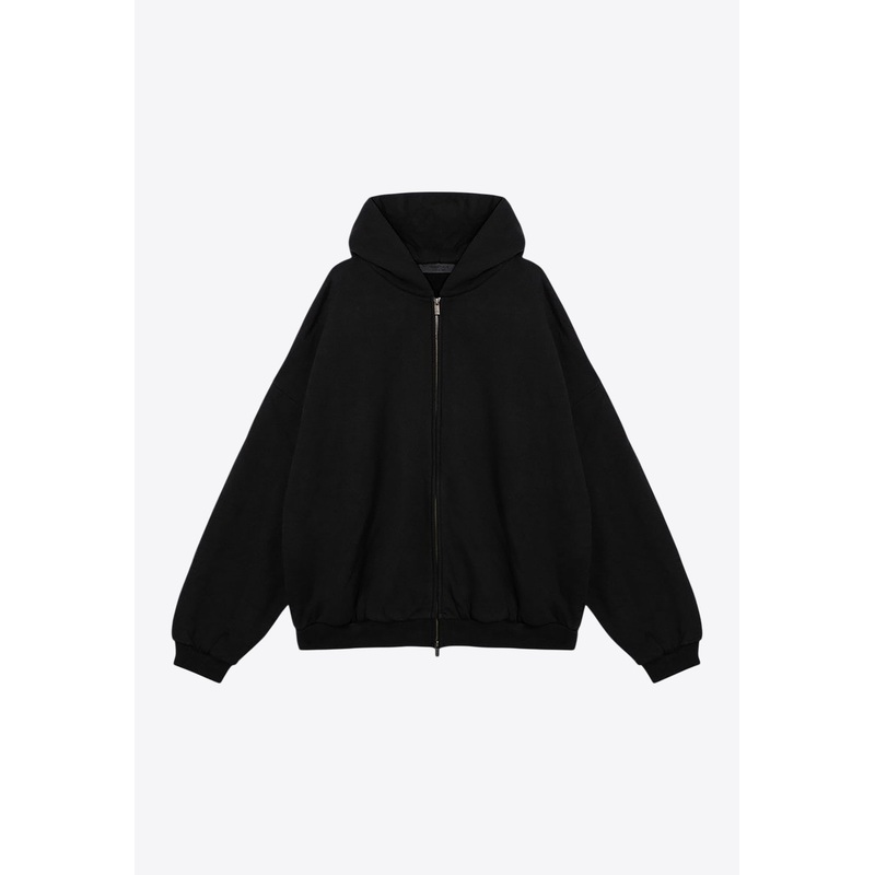 Rubberized Logo Patch Zip-Up Hooded Sweatshirt