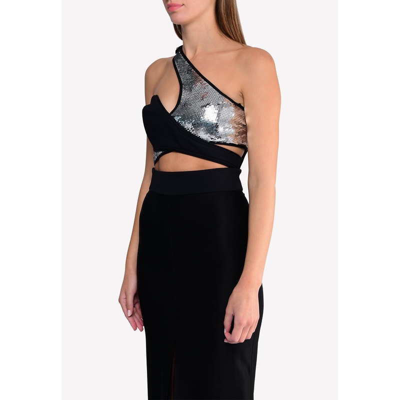 Sequined One-Shoulder Bralette