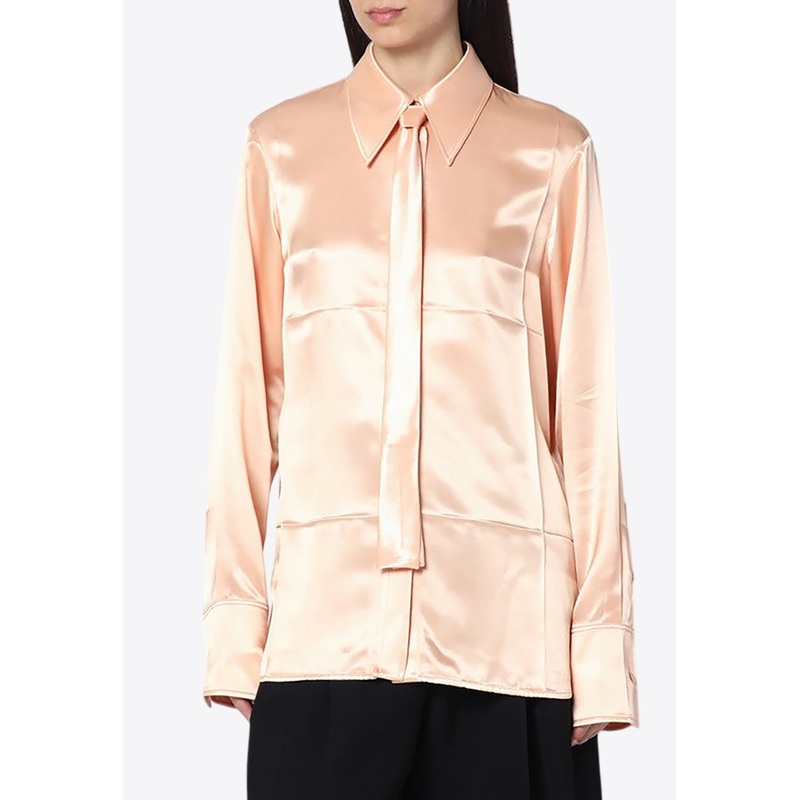 Tie-Neck Buttoned Shirt